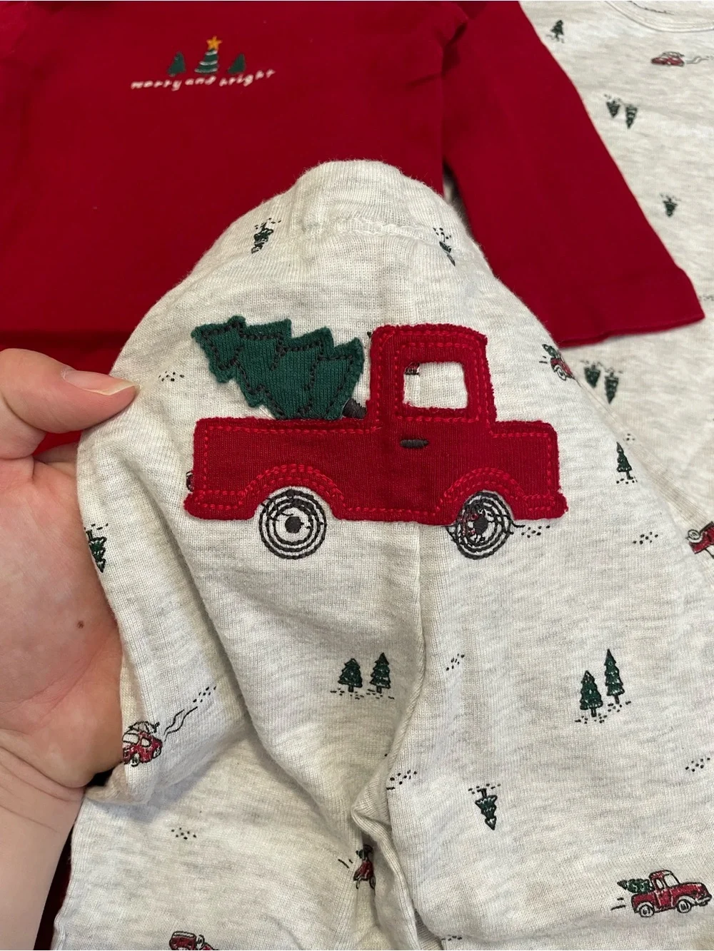 2/$12 Carter's Red Holiday Truck 3-Piece Baby Set